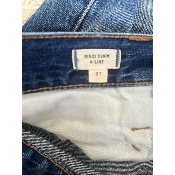 Madewell Rigid Denim A-Line Mini Skirt with Raw Hem Size 27 - Picture 8 of 8